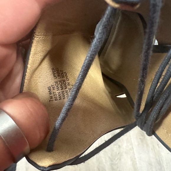 Kenneth Cole Slip On Open Toe Blue/Beige Block Heel Leather Size 7M - Picture 6 of 14